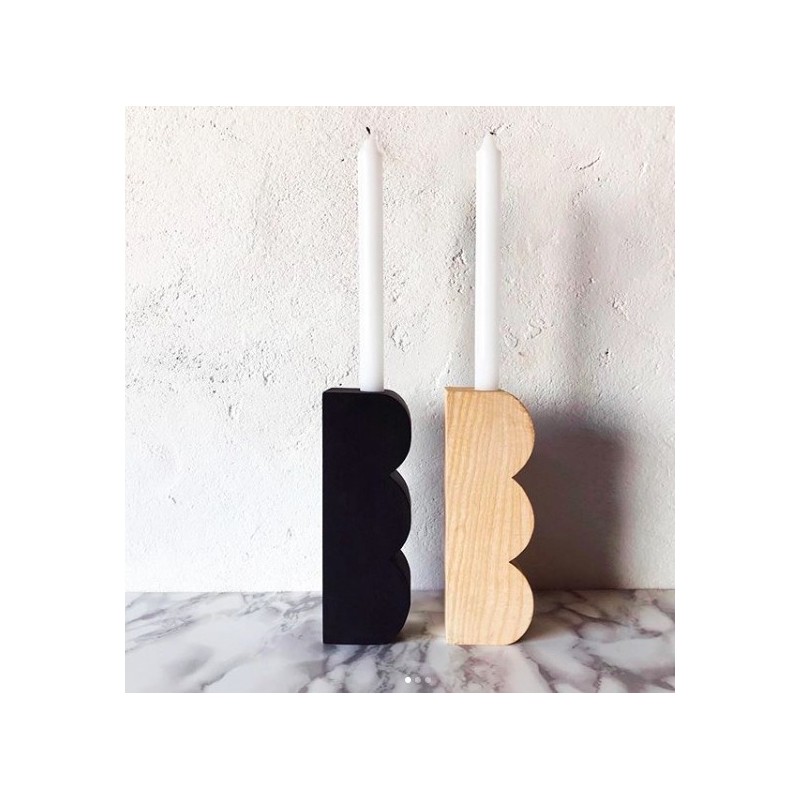 Wooden Round black candlestick