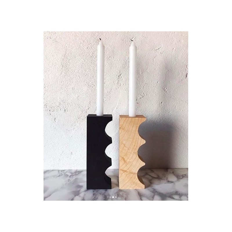 Wooden Hollow black candlestick