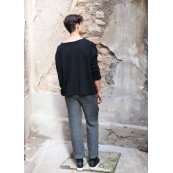 Pull mixte pour homme, jersey épais noir