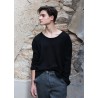 Pull mixte pour homme, jersey épais noir