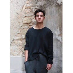 Pull mixte pour homme, jersey épais gris sombre