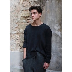 Pull mixte pour homme, jersey épais gris sombre