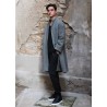 Flared coat, herringbone wool drap