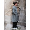 Flared coat, herringbone wool drap