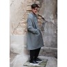 Flared coat, herringbone wool drap