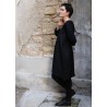 Flared dress, long sleeves, U neck, black flannel