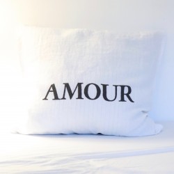 Taie d'oreiller "Amour" noire