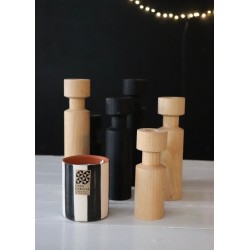 Wooden Cylindrical black candlestick