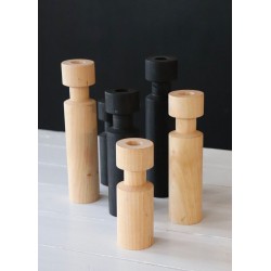 Wooden Cylindrical black candlestick