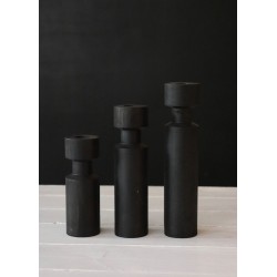 Wooden Cylindrical black candlestick