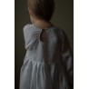 Pleated dress,  long sleeves, white linen