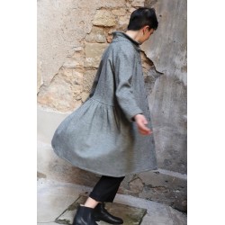 Shirt-dress, herringbone wool drap