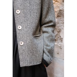 Woman jacket, herringbone wool drap