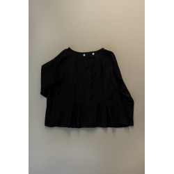 Blouse plissée ML, lin noir