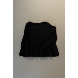 Blouse plissée ML, lin noir