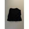 Long sleeves pleated blouse, black linen