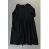 Long sleeves pleated dress, black linen