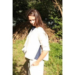 Flared jacket, natural heavy linen