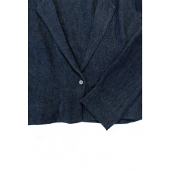 Flared jacket, indigo heavy linen