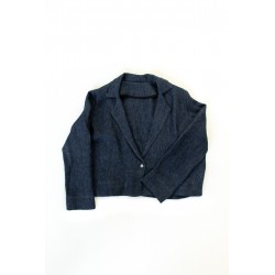 Flared jacket, indigo heavy linen