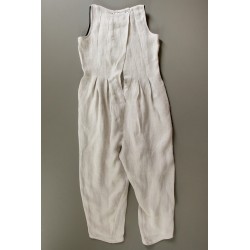 Sleveless pleated jumpsuit, natural heavy linen