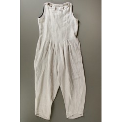 Sleveless pleated jumpsuit, natural heavy linen