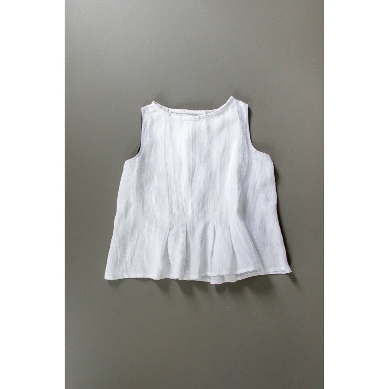 Blouse plissée SM, lin blanc