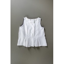 Blouse plissée SM, lin blanc