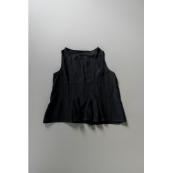 Blouse plissée SM, lin noir