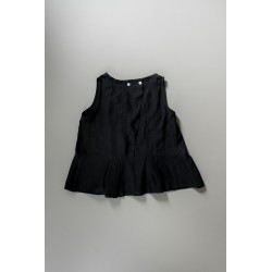 Blouse plissée SM, lin noir