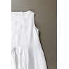 Sleeveless pleated dress, white linen