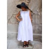 Sleeveless pleated dress, white linen