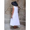 Sleeveless pleated dress, white linen