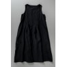 Sleeveless pleated dress, black linen