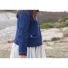 Woman jacket, indigo heavy linen