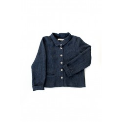 Woman jacket, indigo heavy linen