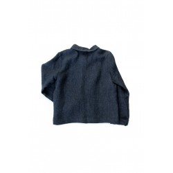 Woman jacket, indigo heavy linen