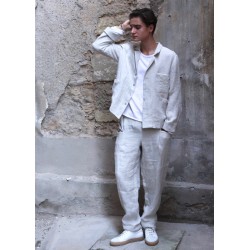 Summer trousers for man, natural heavy linen