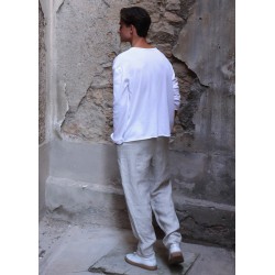 Summer trousers for man, natural heavy linen