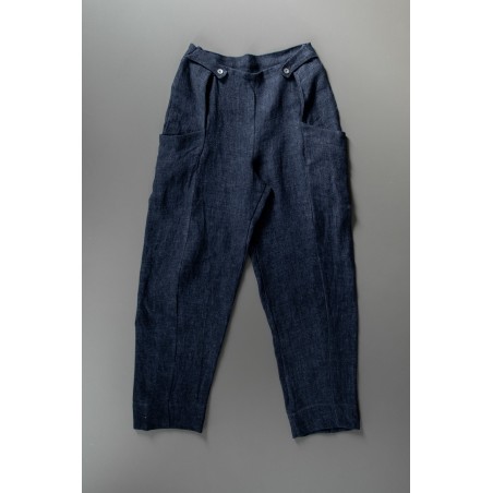 Summer trousers for man, indigo heavy linen