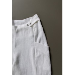 Pantalon été pour homme, lin épais blanc