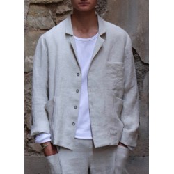 Suit jacket for man, natural heavy linen