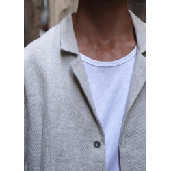 Veste de costume pour homme, lin épais naturel