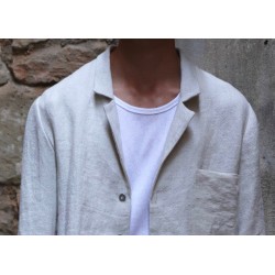 Suit jacket for man, natural heavy linen