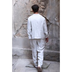 Suit jacket for man, natural heavy linen