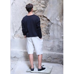 Short mixte pour homme, lin épais naturel