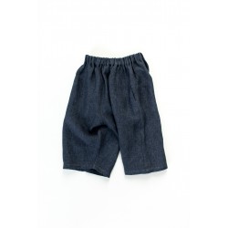 Short mixte pour homme, lin épais indigo