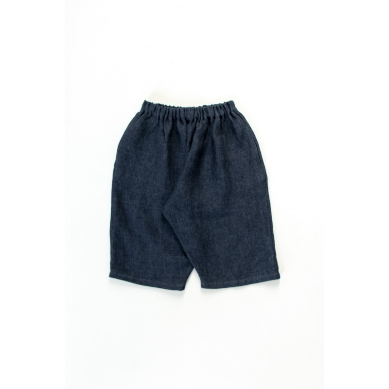 Unisex short, indigo heavy linen