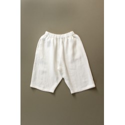 Short mixte pour homme, lin épais blanc