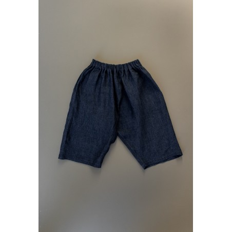 Short mixte pour homme, lin indigo